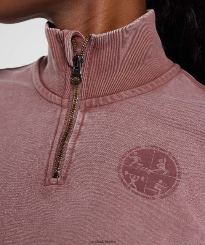 üniversite 1/4 zip kadınlarGymshark tozlu bordo 02H048376