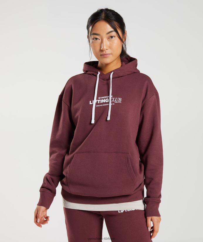 sosyal kulüp büyük boy kapşonlu kadınlarGymshark kiraz kahverengi 02H048398