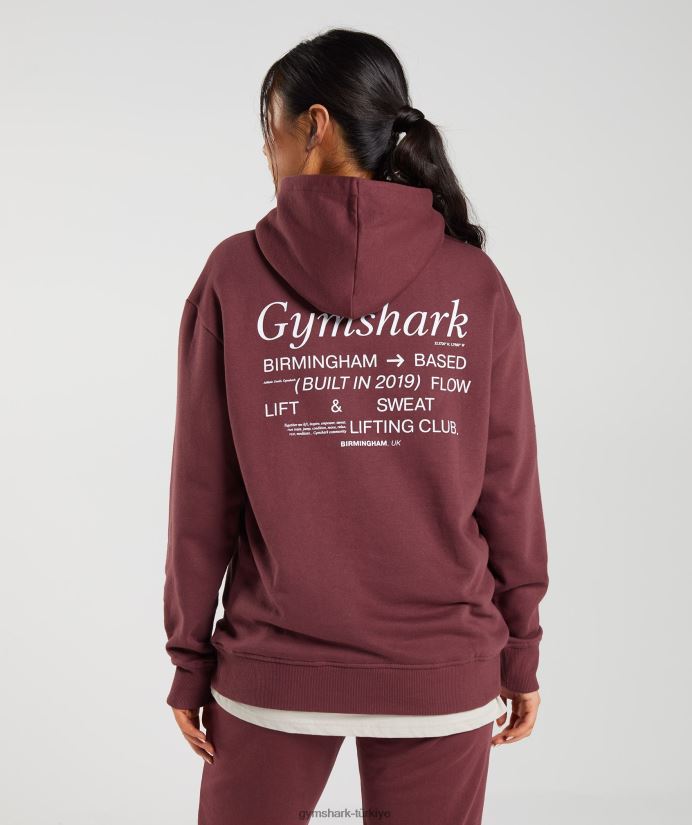 sosyal kulüp büyük boy kapşonlu kadınlarGymshark kiraz kahverengi 02H048398