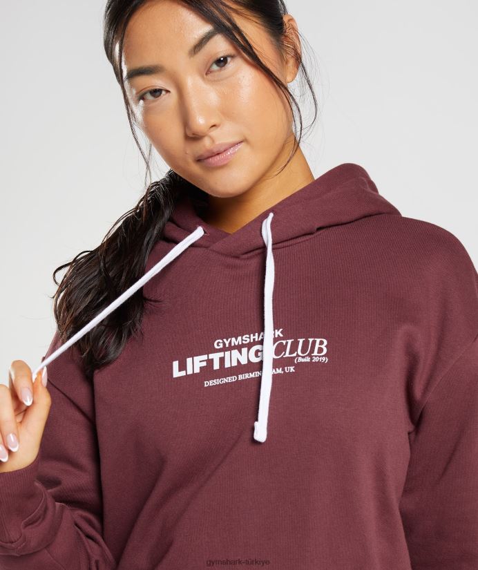 sosyal kulüp büyük boy kapşonlu kadınlarGymshark kiraz kahverengi 02H048398
