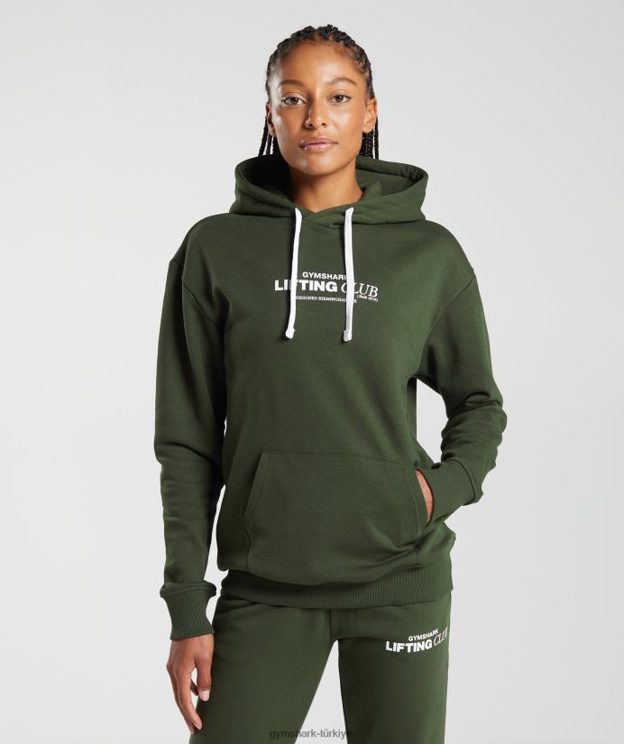sosyal kulüp büyük boy kapşonlu kadınlarGymshark yosun zeytini 02H048378