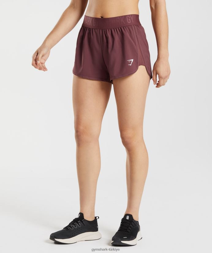 antrenman bol kesim şort kadınlarGymshark kiraz kahverengi 02H04876