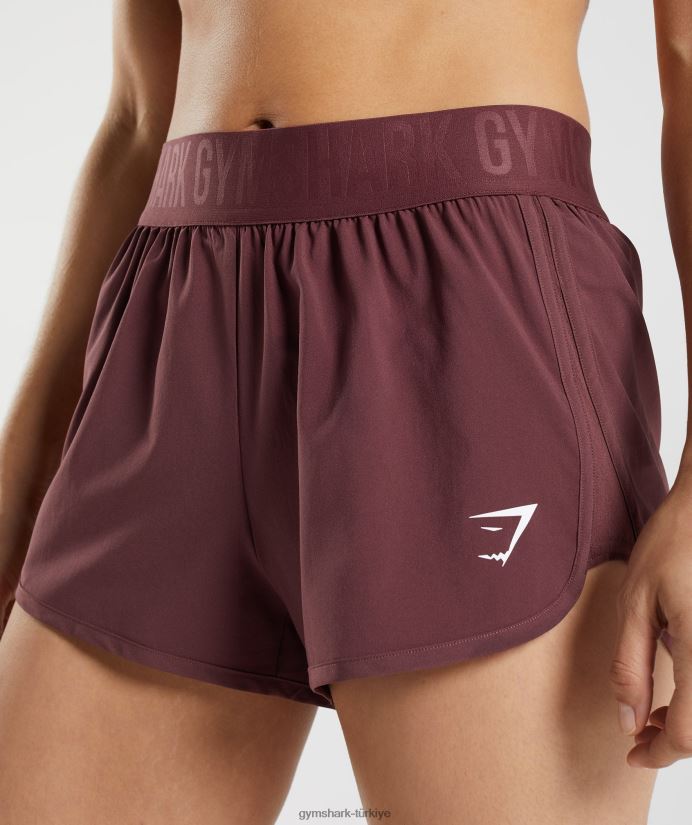 antrenman bol kesim şort kadınlarGymshark kiraz kahverengi 02H04876
