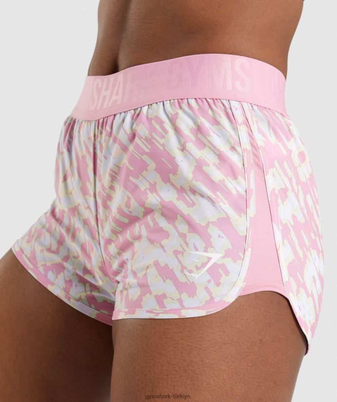 antrenman bol kesim şort kadınlarGymshark pembe baskı 02H04889
