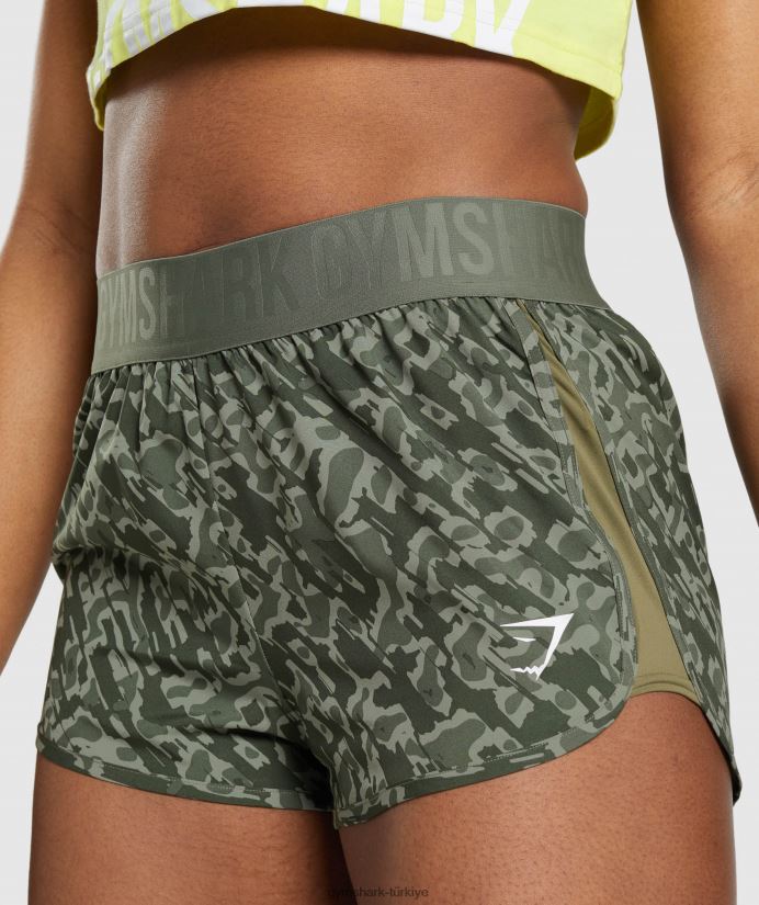 antrenman bol kesim şort kadınlarGymshark yeşil baskı 02H04877