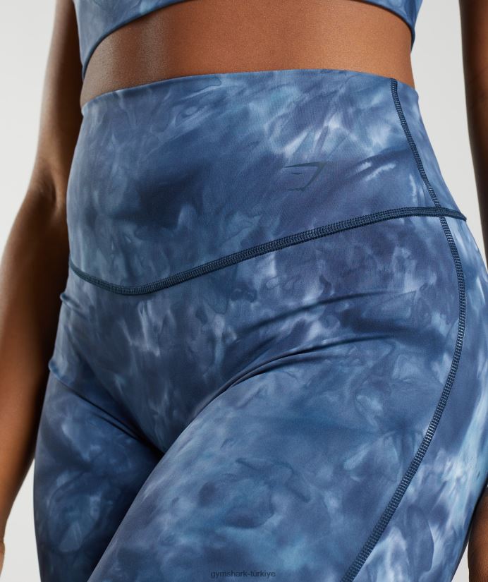 bisiklet şortlarını yükseltmek kadınlarGymshark göl kenarı mavi sprey boya 02H04867
