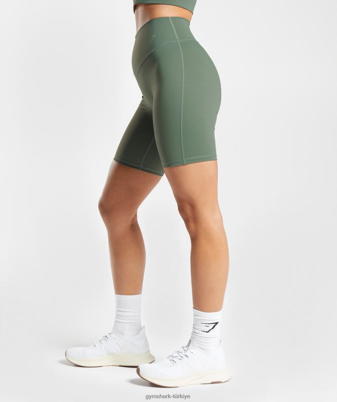 bisiklet şortlarını yükseltmek kadınlarGymshark söğüt yeşili 02H04850