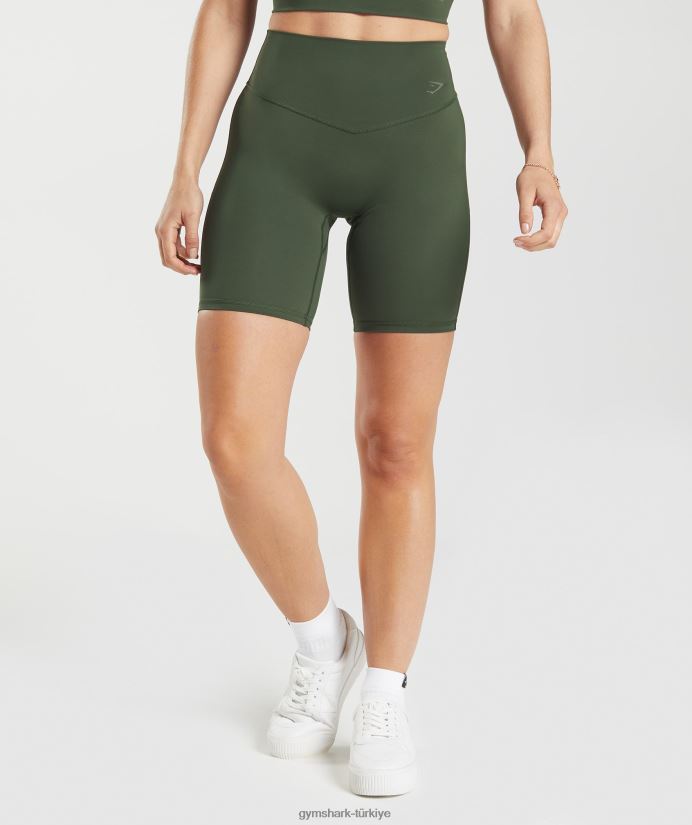 bisiklet şortlarını yükseltmek kadınlarGymshark yosun zeytini 02H04872
