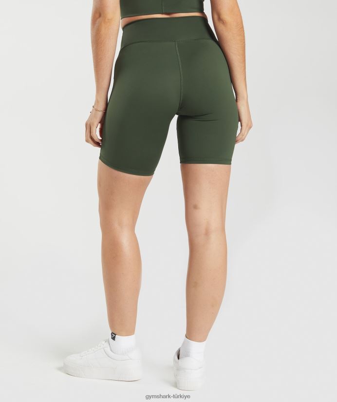 bisiklet şortlarını yükseltmek kadınlarGymshark yosun zeytini 02H04872