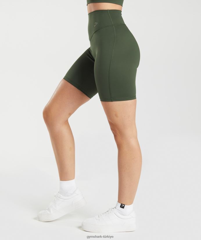 bisiklet şortlarını yükseltmek kadınlarGymshark yosun zeytini 02H04872