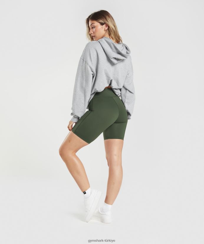 bisiklet şortlarını yükseltmek kadınlarGymshark yosun zeytini 02H04872