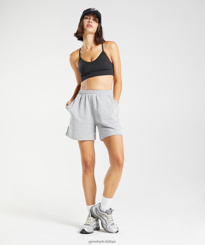dinlenme günü eşofman şortu kadınlarGymshark açık gri çekirdekli marn 02H04858