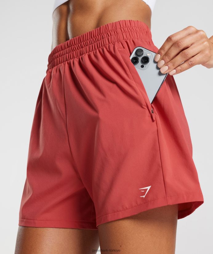 dokuma cep şortları kadınlarGymshark güneşte kurutulmuş kırmızı 02H04856