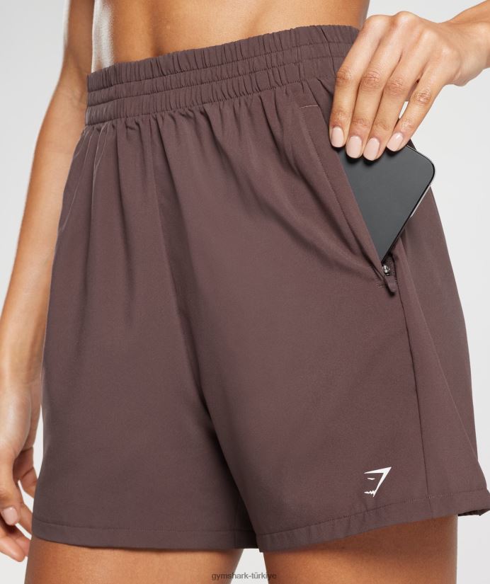 dokuma cep şortları kadınlarGymshark çikolata kahverengi 02H04844