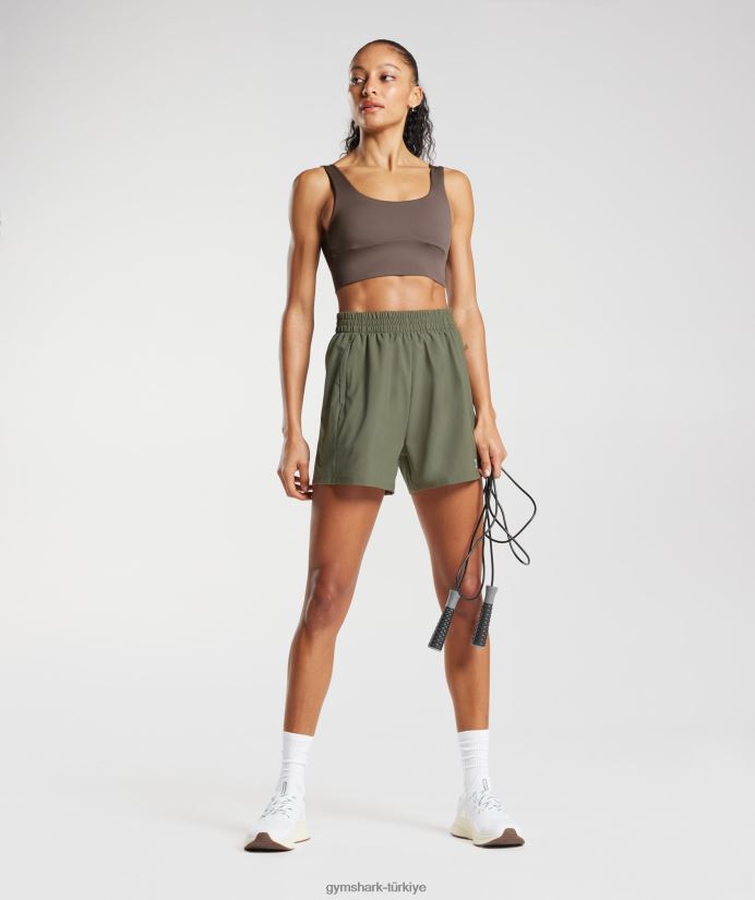 dokuma cep şortları kadınlarGymshark tozlu zeytin 02H04855
