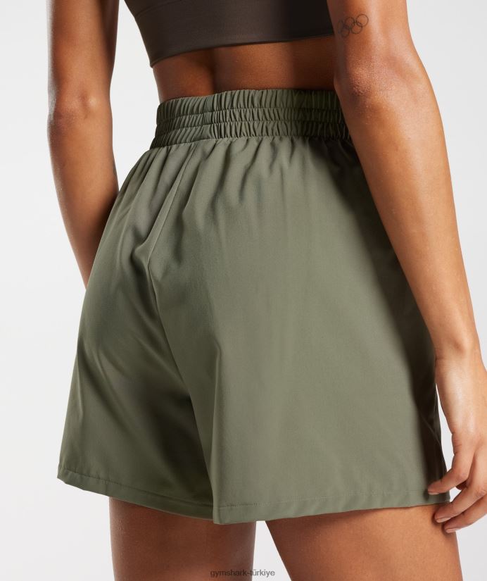 dokuma cep şortları kadınlarGymshark tozlu zeytin 02H04855