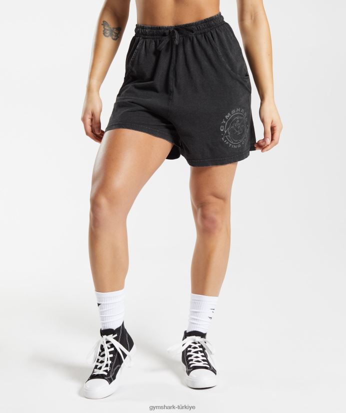 eski yıkanmış bol şortlar kadınlarGymshark siyah 02H048110