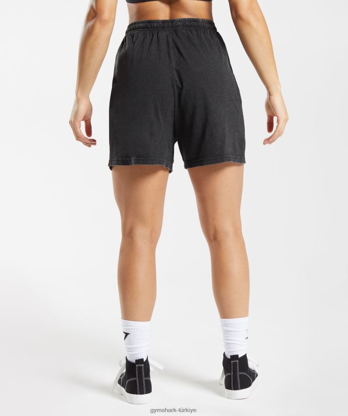 eski yıkanmış bol şortlar kadınlarGymshark siyah 02H048110