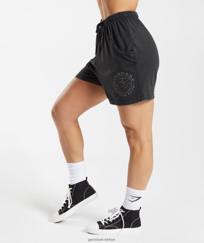 eski yıkanmış bol şortlar kadınlarGymshark siyah 02H048110
