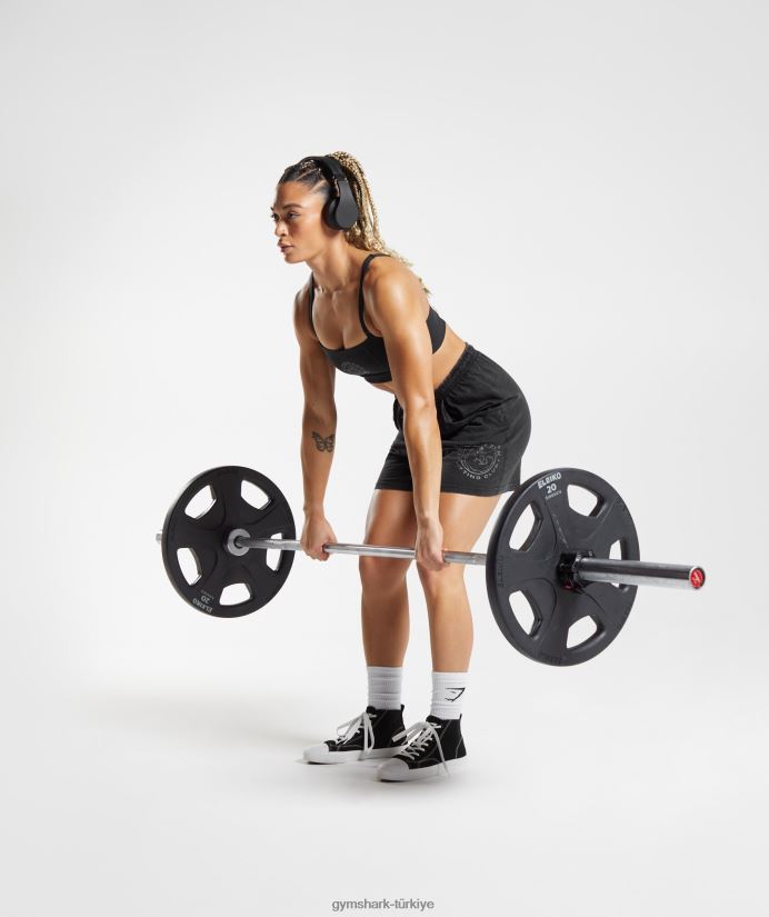 eski yıkanmış bol şortlar kadınlarGymshark siyah 02H048110