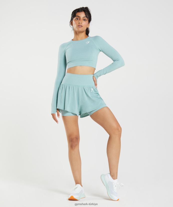 hayati dikişsiz 2.0 2'si 1 arada şort kadınlarGymshark inci mavisi marn 02H04893
