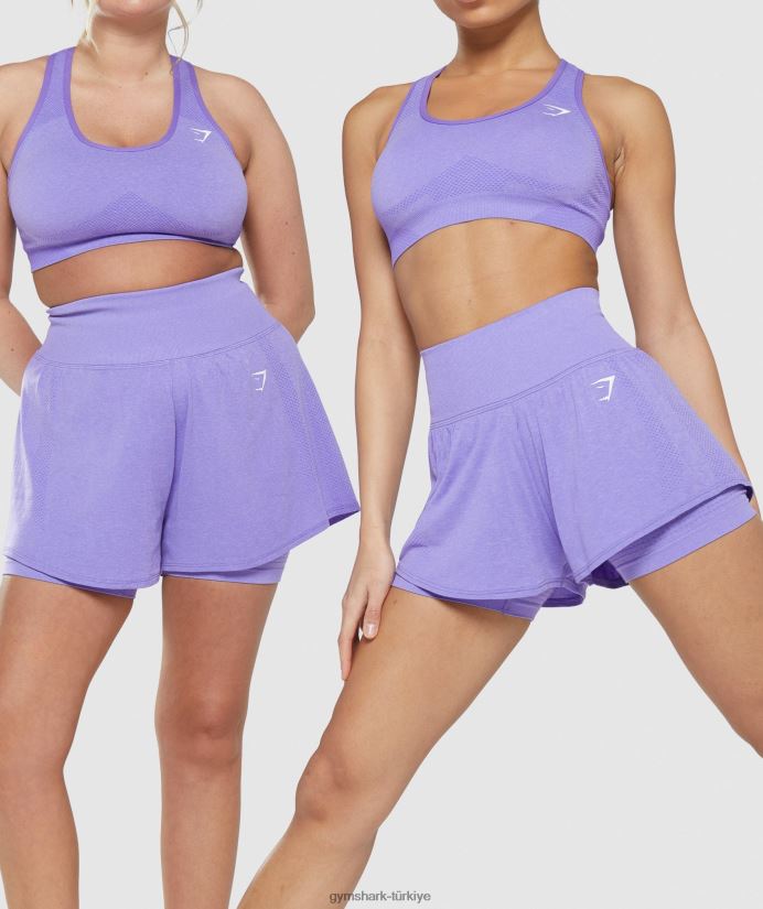 hayati dikişsiz 2.0 2'si 1 arada şort kadınlarGymshark parlak mor marn 02H04879