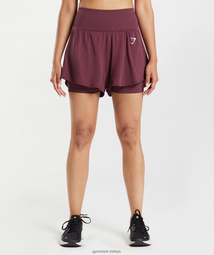 hayati dikişsiz 2.0 2'si 1 arada şort kadınlarGymshark pişmiş bordo marn 02H04865