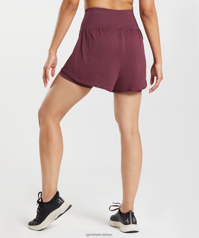 hayati dikişsiz 2.0 2'si 1 arada şort kadınlarGymshark pişmiş bordo marn 02H04865