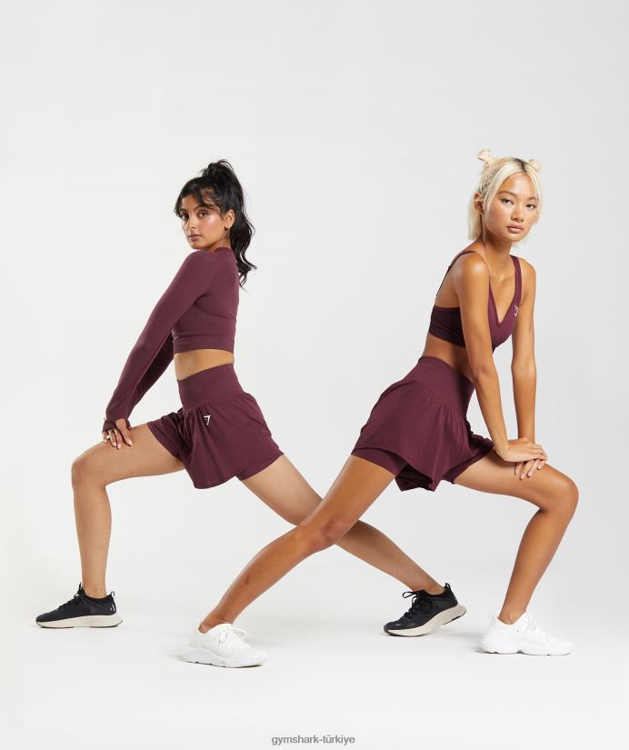 hayati dikişsiz 2.0 2'si 1 arada şort kadınlarGymshark pişmiş bordo marn 02H04865