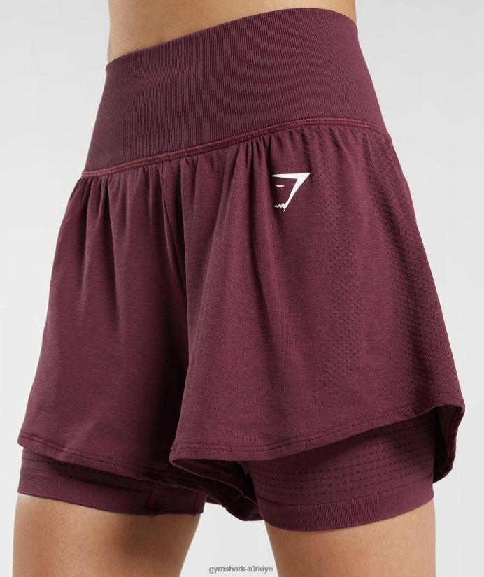 hayati dikişsiz 2.0 2'si 1 arada şort kadınlarGymshark pişmiş bordo marn 02H04865