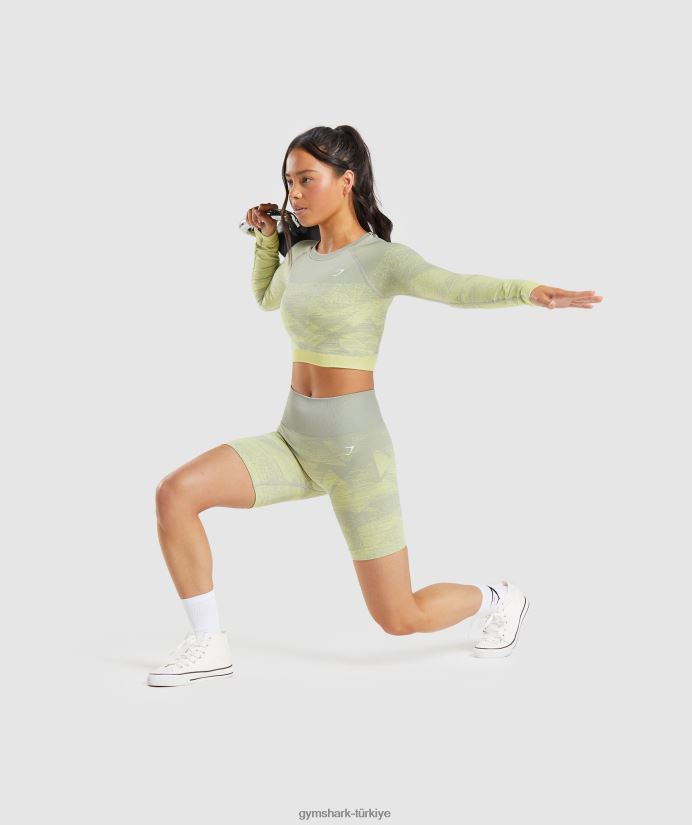 ombre dikişsiz şortlara uyum sağlayın kadınlarGymshark üçgen | taupe gri baskı 02H04887