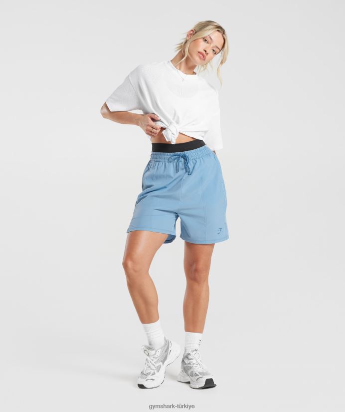 spor dokuma şort kadınlarGymshark ozon mavisi 02H04836