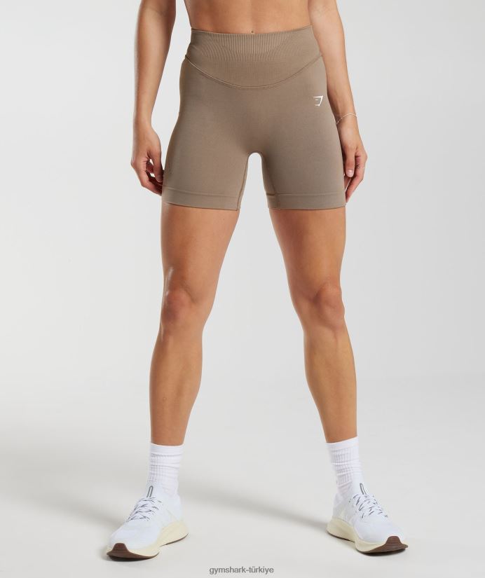 ter dikişsiz şort kadınlarGymshark fosil kahverengi 02H04820