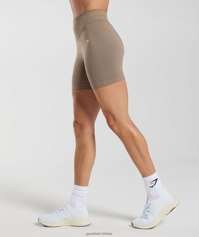 ter dikişsiz şort kadınlarGymshark fosil kahverengi 02H04820