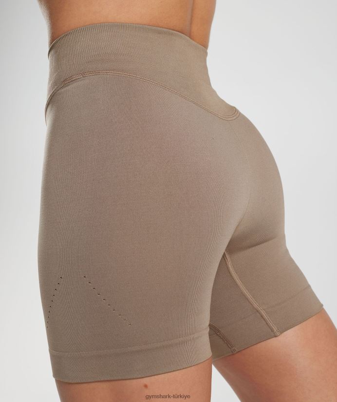 ter dikişsiz şort kadınlarGymshark fosil kahverengi 02H04820