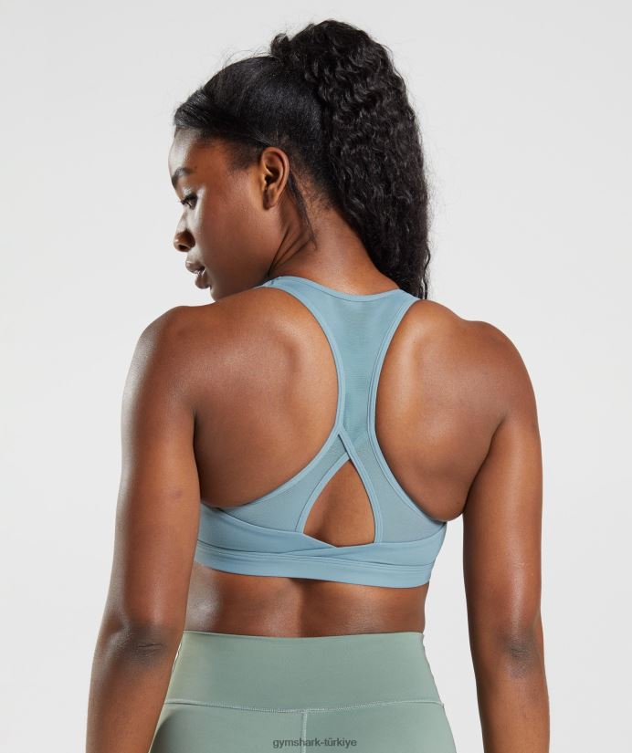 çapraz spor sutyeni kadınlarGymshark Gök gürültüsü mavisi 02H048141