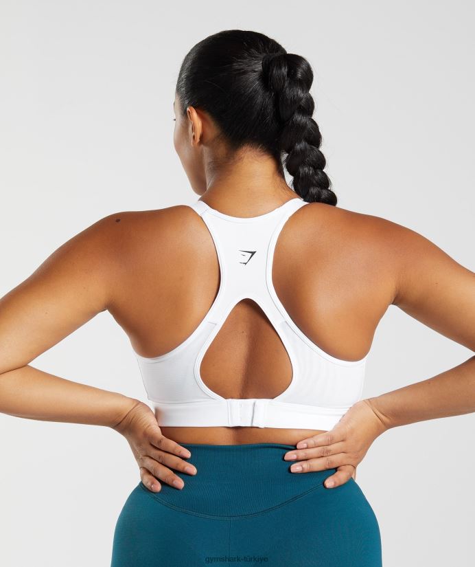 arkadan kesilmiş yüksek destekli spor sutyeni kadınlarGymshark beyaz 02H048179