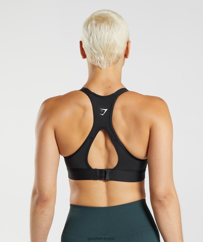 arkadan kesilmiş yüksek destekli spor sutyeni kadınlarGymshark siyah 02H048194