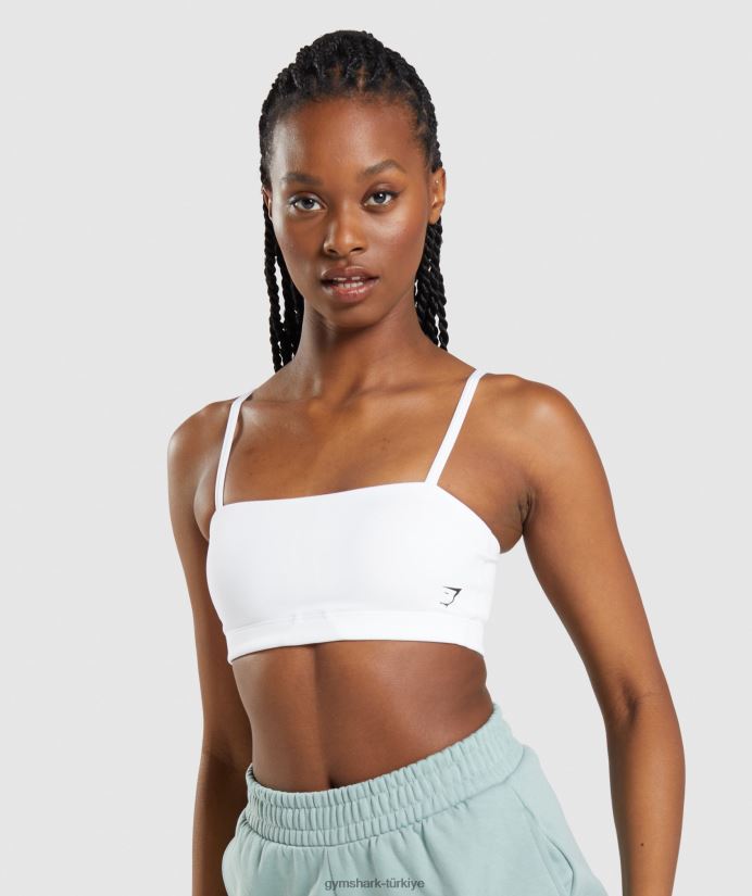 bandeau spor sutyeni kadınlarGymshark beyaz 02H048129