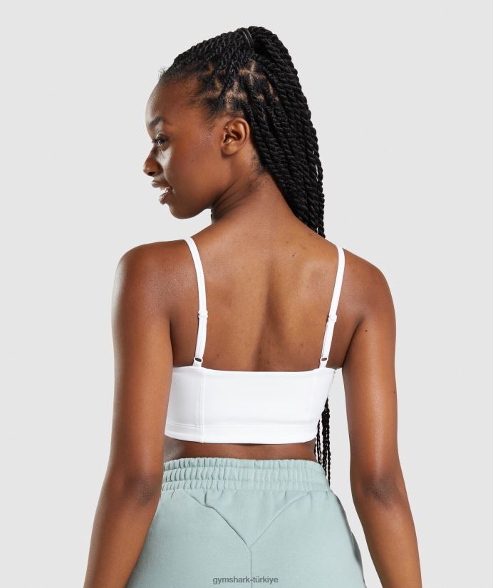 bandeau spor sutyeni kadınlarGymshark beyaz 02H048129