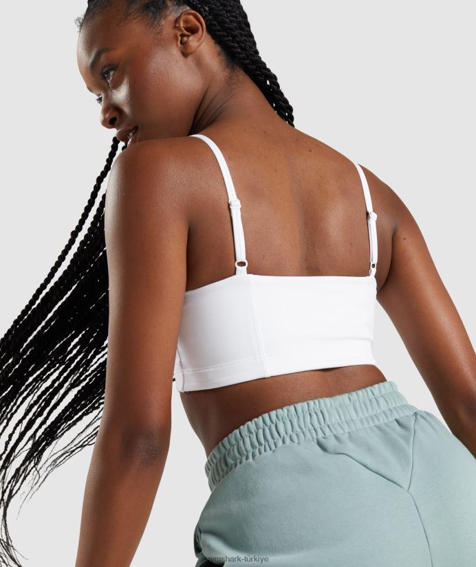 bandeau spor sutyeni kadınlarGymshark beyaz 02H048129