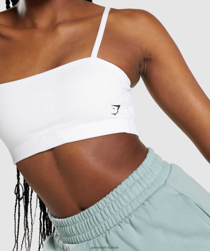 bandeau spor sutyeni kadınlarGymshark beyaz 02H048129