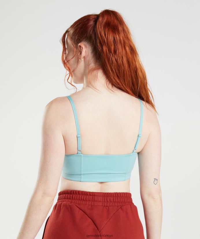 bandeau spor sutyeni kadınlarGymshark inci mavisi 02H048225