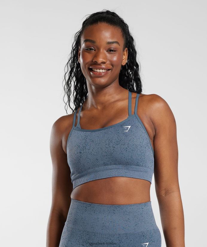 benekli dikişsiz spor sütyenini uyarlayın kadınlarGymshark akşam mavisi 02H048146