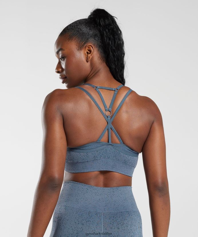 benekli dikişsiz spor sütyenini uyarlayın kadınlarGymshark akşam mavisi 02H048146
