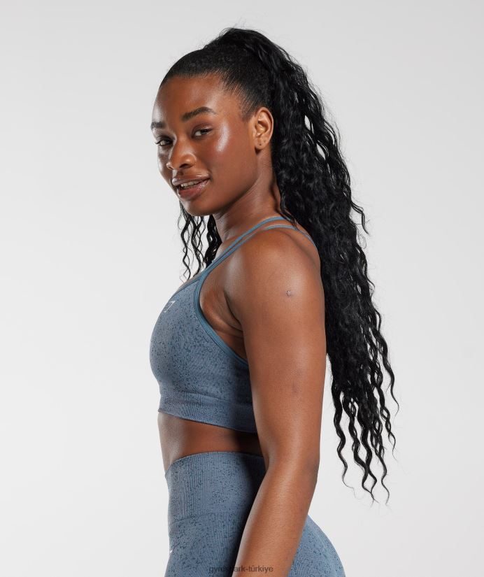 benekli dikişsiz spor sütyenini uyarlayın kadınlarGymshark akşam mavisi 02H048146