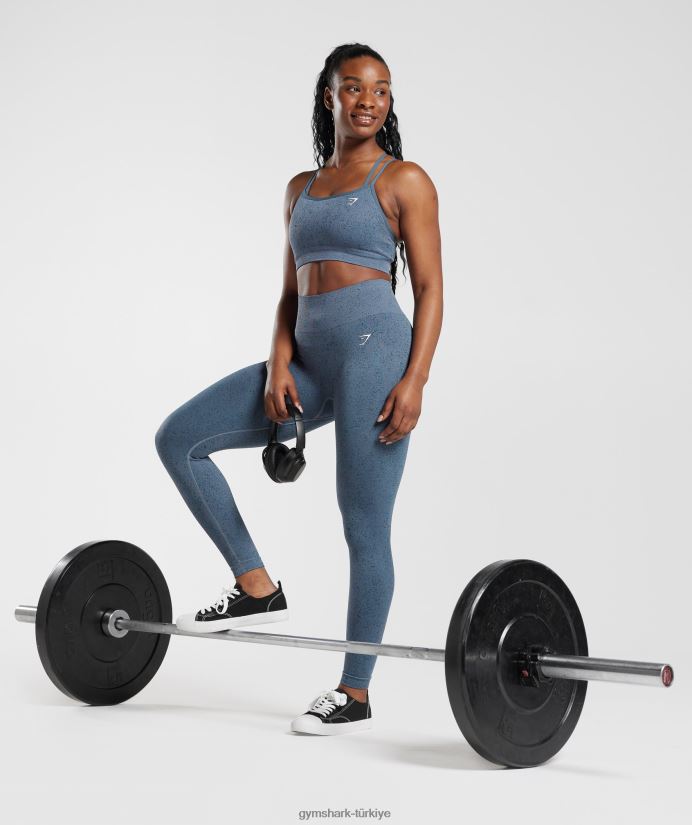 benekli dikişsiz spor sütyenini uyarlayın kadınlarGymshark akşam mavisi 02H048146