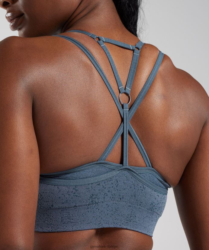 benekli dikişsiz spor sütyenini uyarlayın kadınlarGymshark akşam mavisi 02H048146