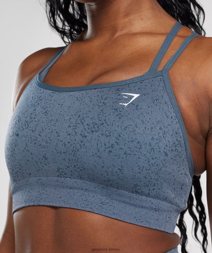 benekli dikişsiz spor sütyenini uyarlayın kadınlarGymshark akşam mavisi 02H048146