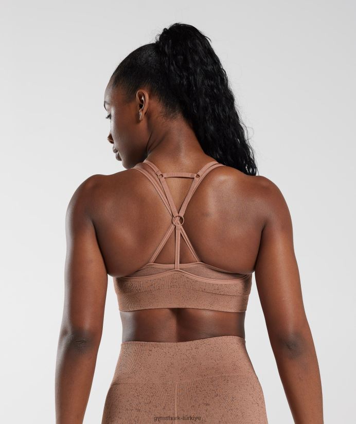 benekli dikişsiz spor sütyenini uyarlayın kadınlarGymshark kumtaşı kahverengi 02H048183